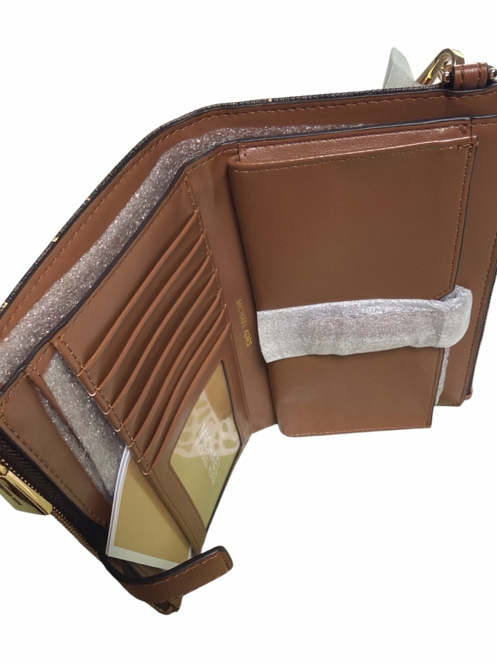 Michael Kors Jet Set Double Zip Wristlet Brown Multi Star Print Wallet Phone - Picture 4 of 6